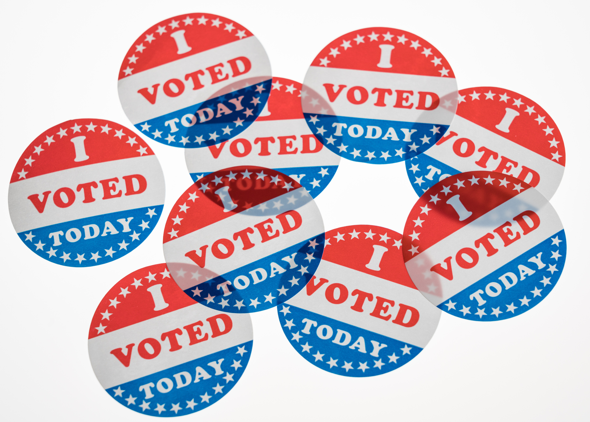 A photo of overlapping "I Voted Today" stickers.
